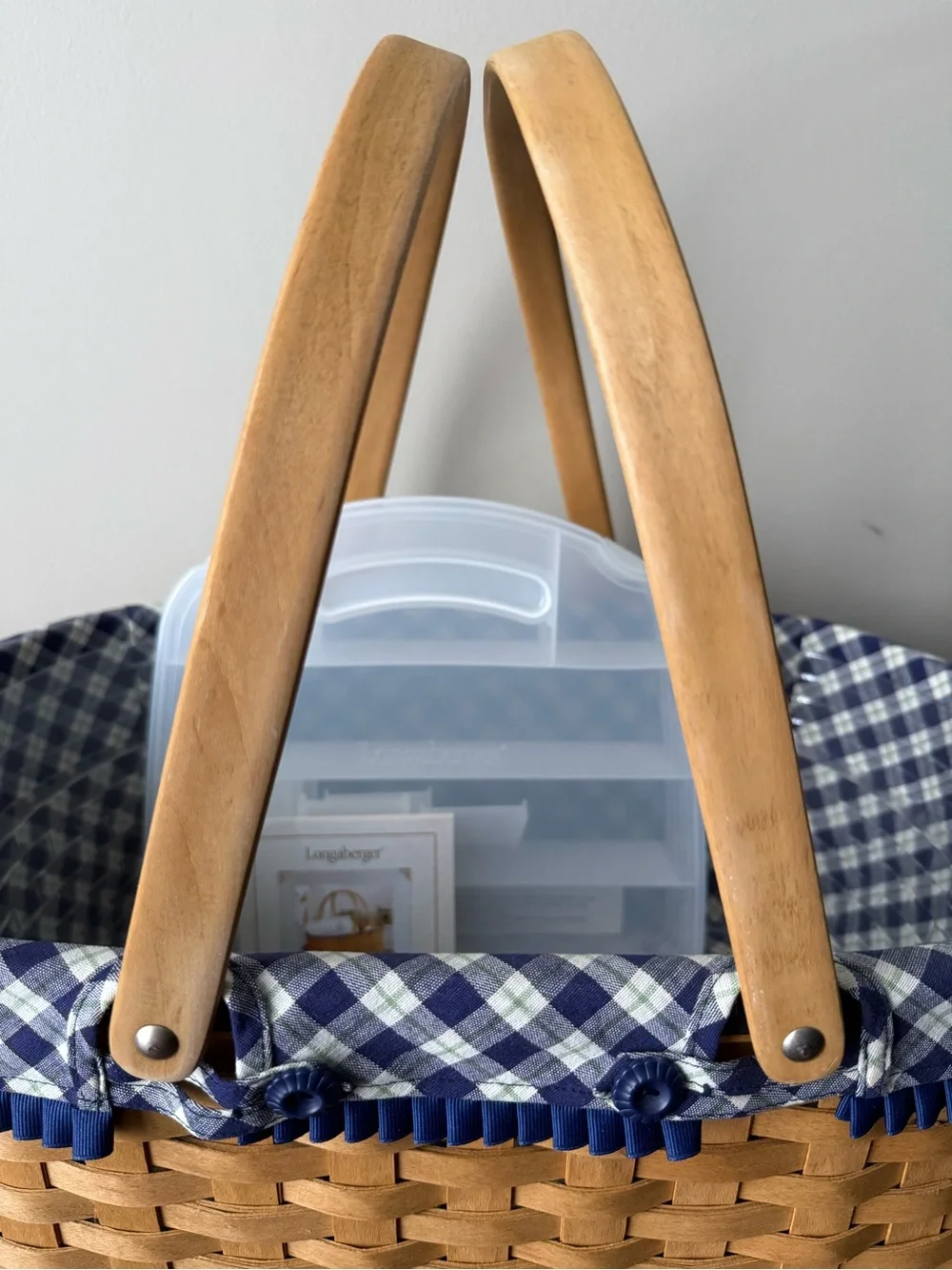 LONGABERGER BLUE RIBBON CRAFTING  BASKET,  PROTECTOR, FABRIC, CARD, ORGANIZER